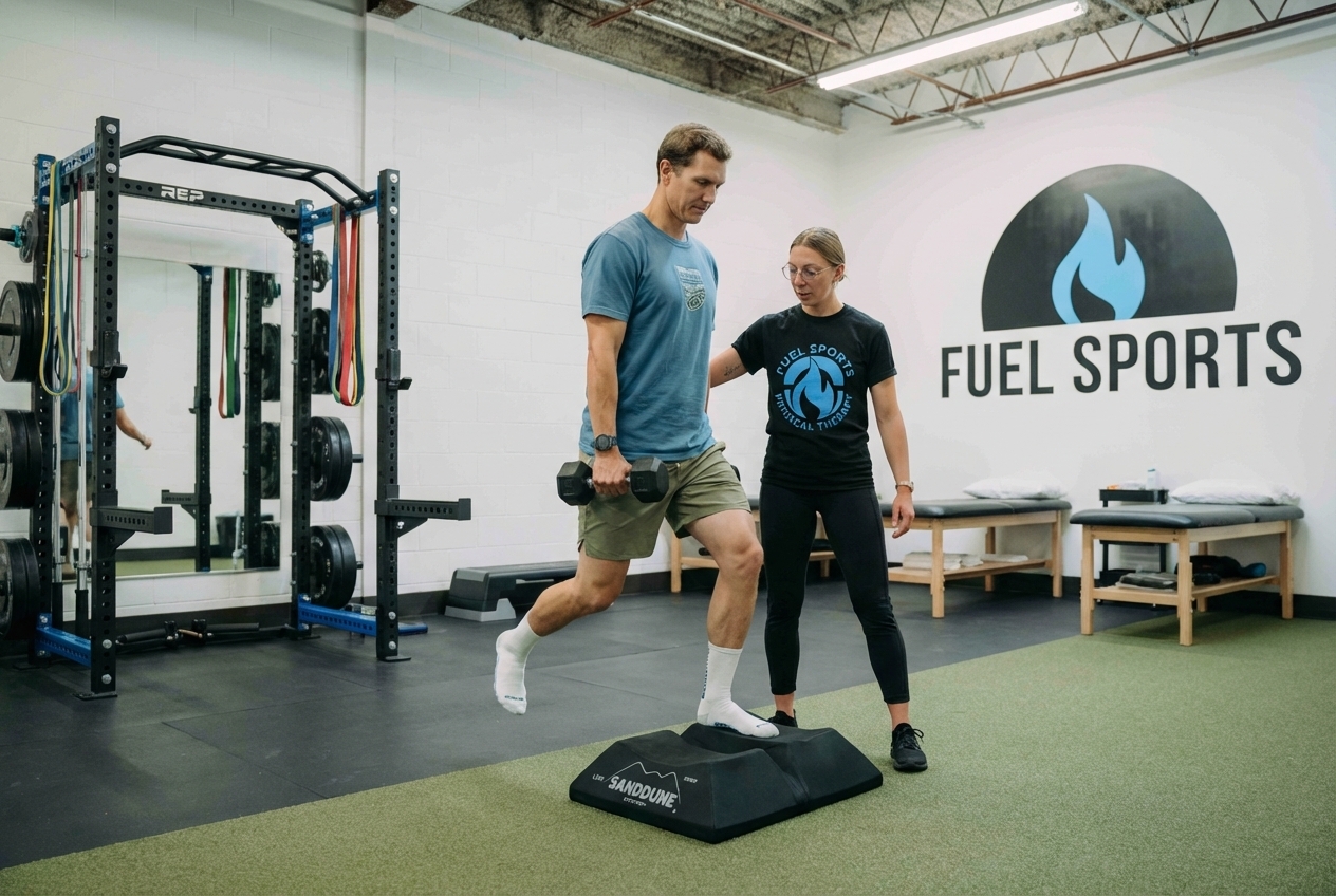 Patient working with a provider at a performance physical therapy clinic in Northbrook during a one-on-one therapy session